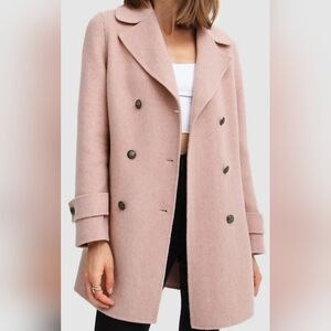 Chic Double-Breasted Blush Coloured Women's Pea Coat